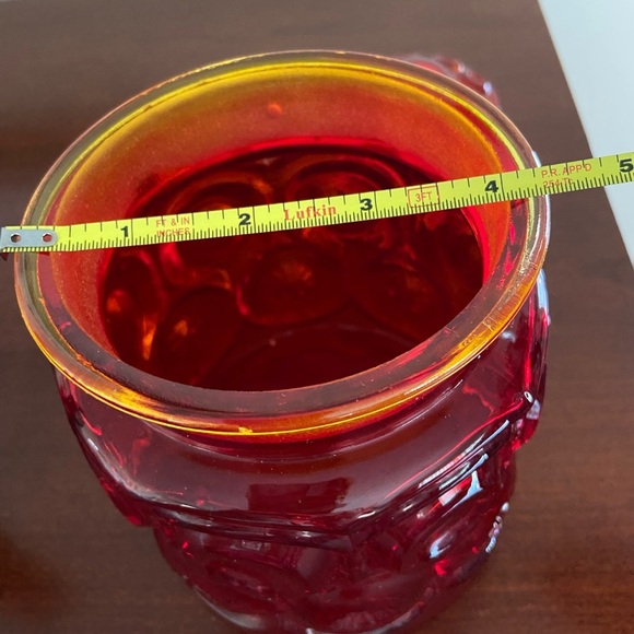 L E Smith Moon & Stars Amberina Glass Canister Red & Orange which GLOWS - Picture 8 of 16